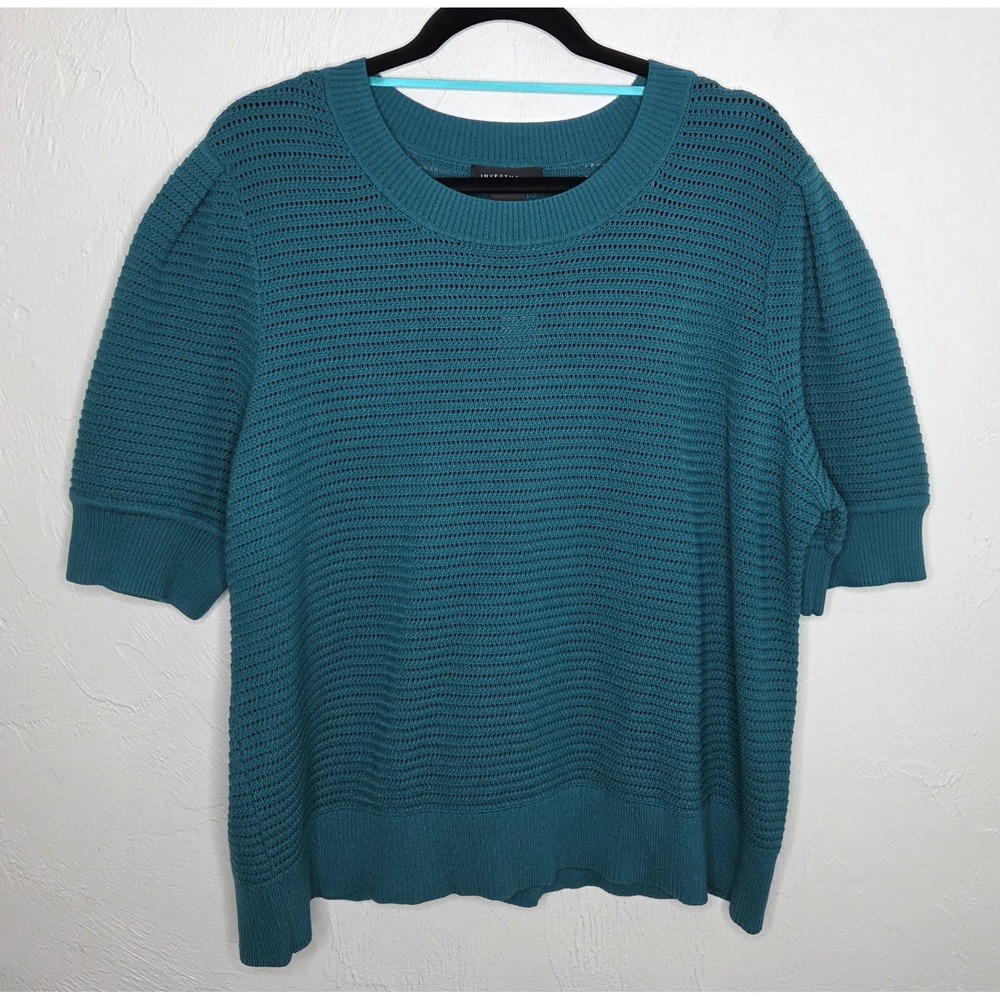 *NEW w/Tags Investments Women's Size XL Sweater Top Short Sleeve Blue/Green